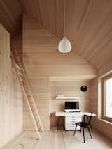 #loft #office #stairs #sprucewood #wallclock #blackchair #filcabinet #blackandwhite #interior #inside #workspace #storage #modern