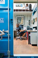#shippingcontainer #interior #inside #nappingnook #office #bunkbed #desk #architecture #blue #workspace 
