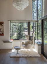 #interior #modern #inside #design #interiordesign #eggchair #flokati #flokatirug #rug #windows #chandelier #forest #concrete #wallart #sidetable #naturallighting #seatingdesign #seating