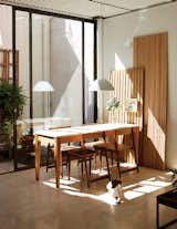 #interior #dining #modern #table #diningarea #woodtable #glassdoor #carrara #net #architect #alejandrosticotti #boardchair  #travertinetiles #reclaimedmarble #marbletop 