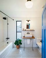 #bath&spa #bathroom #interior #inside #classic #checkered #tiles #concrete #pedestal #sink #reclaimed #cedar #Pavonetti