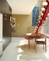 #stairs #interior #inside #indoor #Opdahl #CaseStudy #EdwardKillingsworth #modernism #modern #midcenturymodern #red #kitchen #diningroom #chair #table #Eames #window #light 