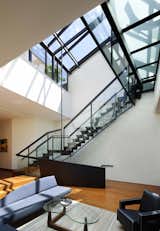 #stairs #interior #inside #indoor #light #window #iron #flatiron #penthouse #CharlesRoseArchitects #steel #glass #livingroom #couch #coffeetable #chair