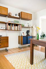 #workplace #office #indoor #interior #inside #AllisonBurke #interiordesign #AParallelArchitecture #Austin #Texas #modern #modular #shelving #storage #books   Photo 4 of 5 in Office/Work room by Lisa C Loehmann