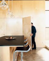 #storage #cabinetry #kitchen #dining #door #minimal #modern #interior #lighting #counter #stools #1960s #SantaMonica #California #GlennResidence #RayKappe