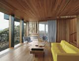 #beachhouses #interior #inside #indoors #modern #midcentury #form #structure #coastal #windows #lighting #livingroom #wood #yellow #views #FairhavenBeachHouse #JohnWardleArchitects