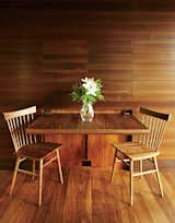 #interior #dining #modern #modernarchitecture #table #diningroom #wood #diningtable #cabin #custom #custombuilt #woodwork #RickBradbury #FrankLloydWright #BarHarbor #Maine #SPANArchitecture  