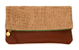 This classic clutch comes in a plethora of colors and fabrics and, at 11.5 by 11.5 inches, it is easy to grab-and-go without having to ditch essentials. We particularly like the cream and tan version with a kicky green zipper. $210 at Clare Vivier
