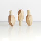 Bottle Rocks by Brush Factory. The cork stopper’s black walnut or maple wood tops are modeled after stones, and no two are exactly alike. Made in Cincinnati, Ohio.