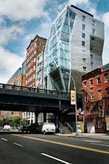Geraldine and Kit Laybourne’s apartment is inside architect Neil Denari’s HL23 building in the Chelsea arts district of New York. It hovers above the High Line, a former elevated rail line now transformed into a public park.