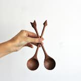 ARROW SPOONS - SALAD SET $175.00

This pair of large walnut serving spoons with arrow detail are hand carved from locally sourced walnut wood by Amelie Mancini in Brooklyn, New York. Each pair is one of a kind and oiled with beeswax and mineral oil for a super smooth finish.  Photo 7 of 12 in Holiday Gift Guide: For The Table by Megan Hamaker