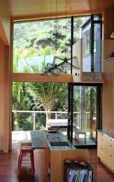 To the east, through the kitchen, it captures a luscious view of a green nikau palm grove.