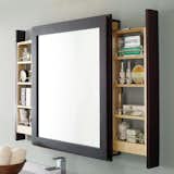 Bath mirror with pull-out by Decorá, from $1,660

Cabinets glide out from either end to give this framed mirror unit dual function. It comes in 24- or 30-inch-wide models and a range of wood finishes.