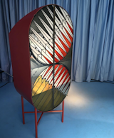 A cabinet of lacquered metal and stained glass, created as part of the Credenza collection for Spazio Pontaccio by Patricia Urquiola and Federico Pepe. "In any field, people who work with a handcrafted attitude ... are never scared," says Urquiola.