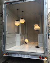Lee Broom's new Optical lighting collection is taking a spin around Milan—in the back of a truck!