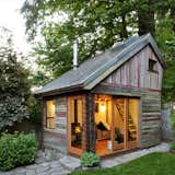 Megan Lea built a backyard retreat with reclaimed materials figuring prominently into the design. What resulted is a polychrome of salvaged 100-year-old barnwood by West Salem-based Barnwood Naturals that makes the facade of this Bernard Maybeck-inspired design as unique as it is environmentally friendly.