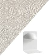 Herringbone wallpaper by Ferm Living, $126 per roll, and Copenhagen wall lamp by BoConcept, $339. Two classics—the herringbone pattern and the trusty sconce—receive updates: an irregular motif for the paper and a USB outlet plus a handy shelf for the light piece.