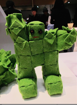 We end with Kuminuno from f-pzl , which we consider to be the soft Japanese cousin to David Weeks Studio’s CubeBot. Kuminuno is a set of 60 recycled felt pieces that can be folded together to create any number of creations: scarf, tissue box, robot.  Photo 10 of 10 in Highlights from the 2015 Tokyo Gift Show by Amanda Dameron