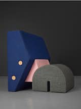 Studio OS & OOS (the Dutch duo of Sophie Mensen and Oskar Peet) idesigned the Memphis-reminiscent Keystone chair for PLEASE WAIT to be SEATED. Its postmodern silhouette breaks down the three basic elements of a roman bridge: spanners, building blocks, and keystone.