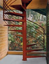 The spiral stairs were fabricated in the Bay Area and shipped in the same container as the furniture.
