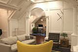 The space Kimmel converted into his personal studio blends both classic and contemporary elements, which can be seen consistently throughout the unit. Having an appreciation for European architecture, Kimmel blended fluted columns and archways with detailed coffer-beamed ceilings with decorative wood balls. Kimmel dressed the interior with modern décor and furnishings from contemporary designers including B&B Italia and Patricia Urquiola, among others. Photo by Brittany L. Kimmel.