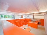 A bright-orange polyurethane coating rescues the dugout from any suggestion of darkness or dinginess.  Photo 1 of 2 in Kitchen by Piotr Rzeczycki from Thank Hue! 7 Color-Saturated Homes
