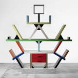An example of the Memphis movement, Ettore Sottsass’s Carlton bookcase is laminate over wood and was manufactured in Italy circa 1981.