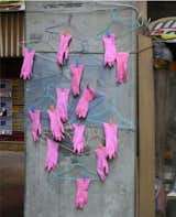 Another detail, this one of rubber gloves hung out to dry. Photo by Michael Wolf, courtesy of the Flowers Gallery.
