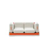 Concentré de Vie

Two upholstered seats and two pouffes fit into a shell to make a traditional sofa; when removed, the flexible seating arrangement could furnish a small room.