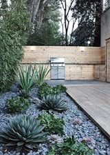 Outdoor, Wood Fences, Wall, Hardscapes, Gardens, and Back Yard Another water-saving project in Menlo Park includes a rock bed with succulents.  Jeff Crane’s Saves from How to Make Your Garden Water-Free