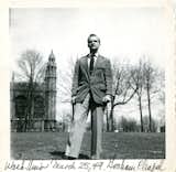 Ralph Fournier outside Graham Chapel on the campus of Washington University in St. Louis, 1949. Image courtesy of Maryville University.