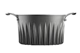 The pots are made from cast aluminum with stainless steel handles. The interior is coated with a non-stick treatment.