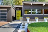 Neon-green sedum matches the front door. The design team also includes Courtney McRickard and Kyle Hebel; the contractor was Jesse Young of Landwise Colorado.  Photo 1 of 6 in A Low-Maintenance Landscape for a Midcentury Denver Home by Erika Heet
