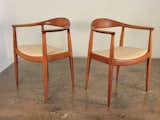 Pair of round chairs by Hans Wegner: "Proportionally perfect! And with a generous seat platform for comfort. You don't just sit in this chair, you have a sensuous seating experience." $6,800 for a pair at Open Air Modern