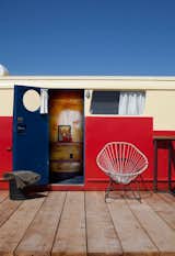 Exterior, Camper Building Type, and Metal Siding Material This stylized vintage trailer is the image of small-scale luxury.  Photo 8 of 15 in Get Ready for July 4th With 15 Spaces That Rock Red, White, and Blue from Hotels We Love: El Cosmico Hotel in Marfa, Texas