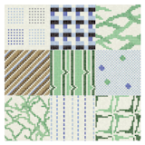 These cool pixelated patterns from Trend USA's FEEL collection, featuring tile mosaics made from post-consumer recycled materials. In addition to the six shown here, there are 22 more motifs that will work on walls and floors throughout your home.