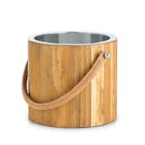 Hilary container by Arteriors, $420

The teak beverage cooler features a stitched leather handle and removable, polished-nickel-and-stainless-steel insert.