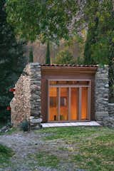 modern cabins wood and stone exterior