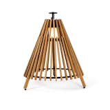 Tipi outdoor floor lamp by Mårten & Gustav Cyrén for Skargaarden, $2,580. Made in Sweden from teak slats and blackened steel, the sleek lantern offers a handsome way to add illumination outside.  Photo 1 of 12 in Modern Outdoor Products We Love by Diana Budds