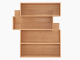 Designed collaboratively, the modular, oak veneer SHIFT Shelf won New Tendency the 2014 Interior Innovation Award. Freestanding or in front of a wall, the unit offers storage to suit any context.