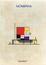 Minimalist Dutch artist Piet Mondrian's imagined house, from Federico Babina's Archist series.