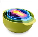 Available in the Dwell store, these Nest 9 Plus polypropylene and plastic nesting measuring cups by Morph for Joseph Joseph are durable and suited for precise and colorful cooks.