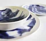 Indigo Storm creamware collection by Faye Toogood for 1882 Ltd. See it at Project B Gallery, Via Maroncelli 7.