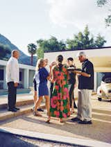 Guests arrive and gather around the pool, a necessity with Borrego Springs's hot summers.