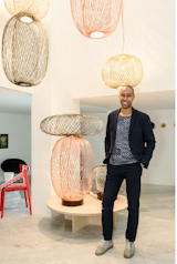 Designer Stephen Burks at the Dwell-hosted "Man Made" exhibition in Milan during the 2014 FuoriSalone. (Join us in Los Angeles in June for the continuation of the exhibition, and Burks's keynote speech for Dwell on Design!)