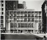 Manufacturers Trust Co. building, Manhattan, designed by Gordon Bunshaft of Skidmore, Owings, and Merrill, photographed in 1954. Gelatin silver print. Carnegie Museum of Art, Purchase: gift of the Drue Heinz Trust. Image courtesy of the Carnegie Museum of Art, copyright Ezra Stoller/Esto, Yossi Milo Gallery.  Photo 9 of 10 in Modernism Through the Viewfinder: The Photography of Ezra Stoller