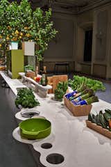 The collection was displayed in Milan at an interactive installation at Palazzo Clerici in which chef Alice Delcourt prepared a live meal on one long Islands unit. Photo by Tom Mannion.