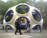 Fully realized during the last few years of his life, these "autonomous dwellings" were the culmination of all his learning and experience, according to Fuller. The "fly’s eye" holes can be used as doors or outfitted with wind or solar power to create off-the-grid housing. The largest model, a 50-foot-high dome, debuted in LA in 1981 and was out-of-sight for decades before being restored and shown at the Toulouse International Art Festival last year.