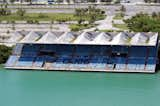 An aerial view of Miami Marine Stadium reveals its current ravaged state. Photo by Rick Bravo.