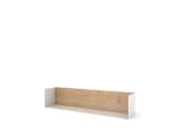 This wall shelf, made of powder-coated steel and oak, is available in different sizes and colors, all of which give an almost invisible, shadow-box effect when mounted.